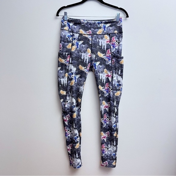 Rainbow Rules Watercolor Halloween Mickey and Minnie Magic Broomstick Leggings - Picture 3 of 9